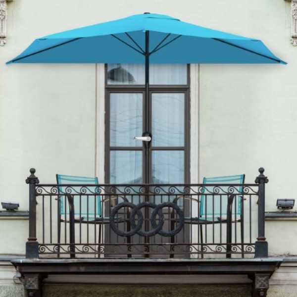 Nature Spring Nature Spring 9 Foot Half-Canopy Patio Umbrella, Blue 431859TVE